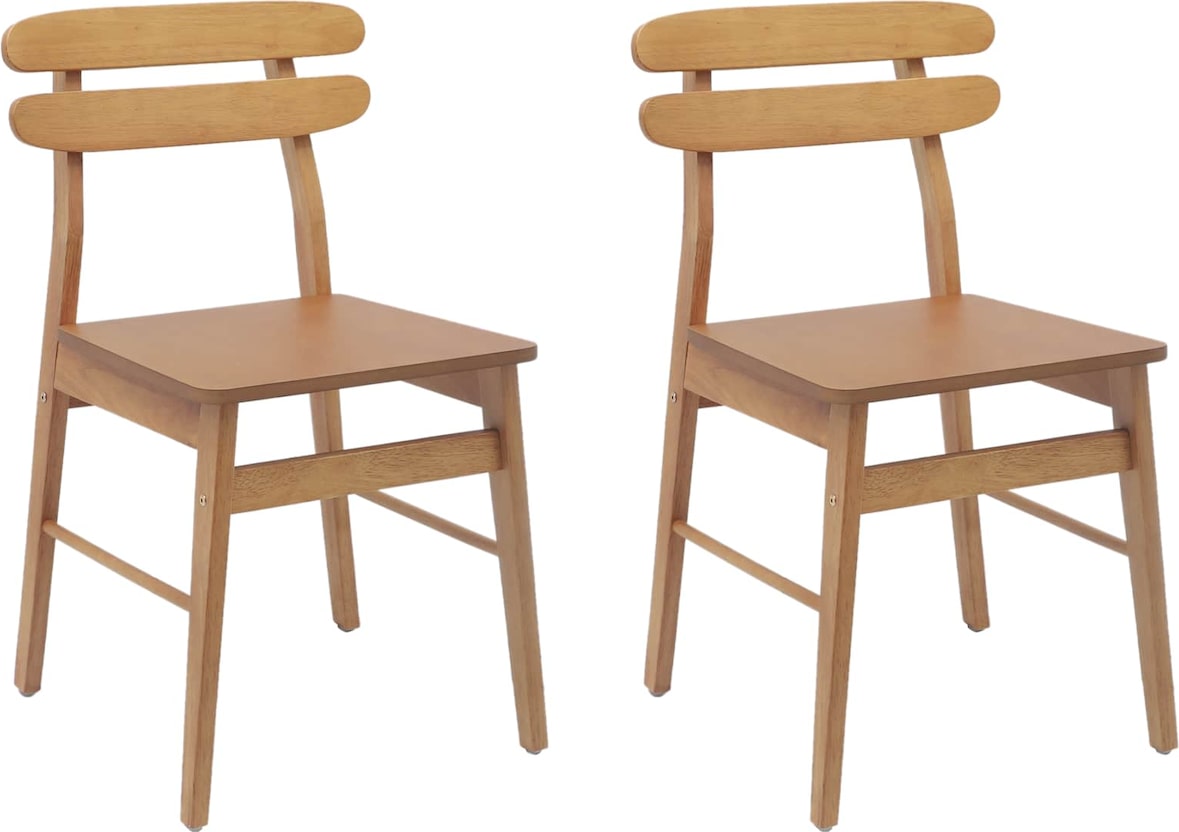 vidaXL Esszimmerstuhl 2 pcs Natur Massives Gummiholz