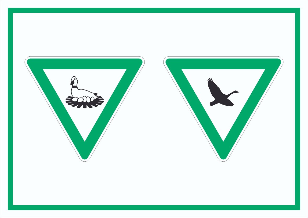 Brut- und Rastgebiet Symbol Schild A5 Rückseite selbstklebend