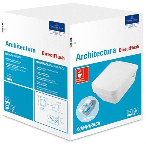 ARCHITECTURA Combi-Pack inkl. Wand-WC tief, spülrandlos DirectFlush und WC-Sitz  weiß