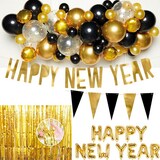 thumbnail of Silvesterparty Deko Partyset gold schwarz Partydekoration Happy New Year Silvester