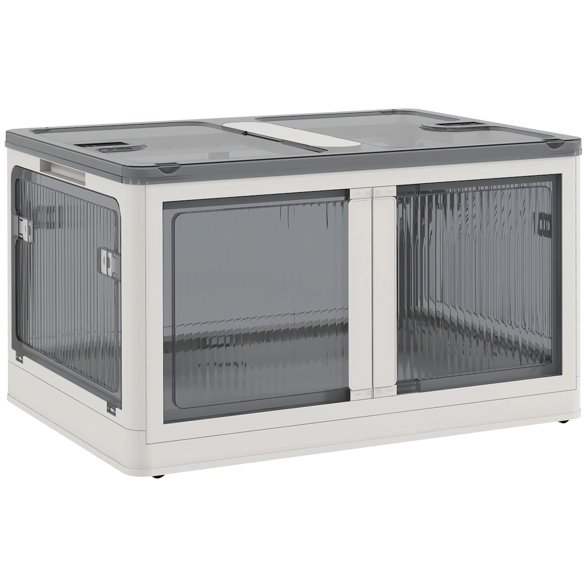 caja de almacenamiento apilable con tapa 69L caja organizadora plegable con ruedas contenedor de plástico con acceso a 5 lados 60x42x34 cm