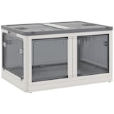 thumbnail of caja de almacenamiento apilable con tapa 69L caja organizadora plegable con ruedas contenedor de plástico con acceso a 5 lados 60x42x34 cm
