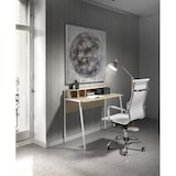 thumbnail of Escritorio 622 modelo HELSINKI de melamina Roble, y patas metálicas y estante Blanco, de HERDASA.