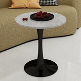 thumbnail of Couchtisch Rund Schwarz+Grau 72x70x70 cm mit Tischplatte in Marmoroptik Kunstmarmor, hohe Beine, minimalistisch für Wohn und Essbereich