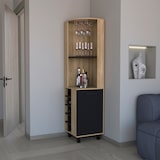 thumbnail of Mueble Bar Kaia en melamina con 3 estantes , 9 portacopas , 10 botelleros y gabinete inferior , multicolor , 180 cm  X 45 cm  X 45 cm