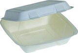 thumbnail of DeinPack Bio Einweg Bagasse Schalen ungeteilt Klappdeckel-Box 1200 ml I 200 Menübox Einweg 236 x 231 x 81 mm weiß