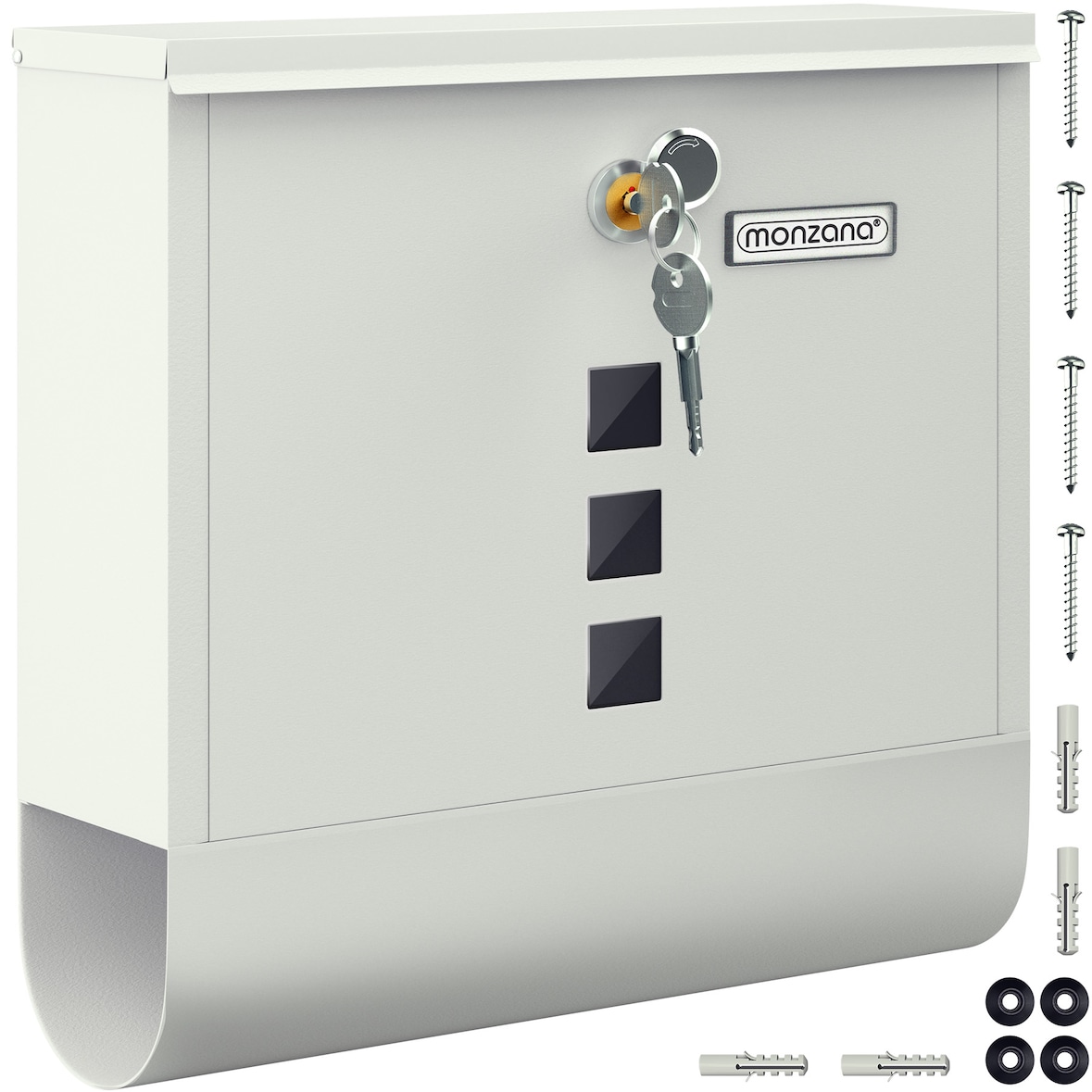 MONZANA® Briefkasten mit Zeitungsfach Namensschild Weiß
