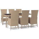 thumbnail of vidaXL 7-tlg. Garten-Essgruppe mit Kissen Beige Poly Rattan