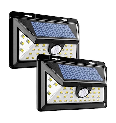 2x Luces Solares Led Exterior, 34 luces LED con energía solar 270o Sensor de movimiento