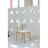 thumbnail of Chaise Skandi en bois massif et assise en tissu chiné gris