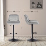 thumbnail of CHEFGASTRO 2er Set Barhocker GINZA Schwarz Samt HxBxT 85x50x50cm Grau Barstuhl