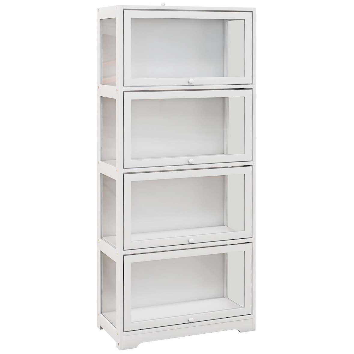 Vitrine Colecionador de 4 Níveis Vitrine Sala de Estar com Portas Abatíveis de Acrílico Anti-Tombo 59x30x139 cm Branco