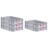 thumbnail of PROREGAL 5x Eurobox NextGen Color | HxBxT 12x40x60cm | 23 Liter | Griffe rot geschlossen | Glatter Boden | Eurobehälter