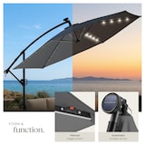 thumbnail of tectake Artemis parasol met zonne-energie LED - 3x3m licht grijs - Sterke UV-bescherming & waterafstotende stof