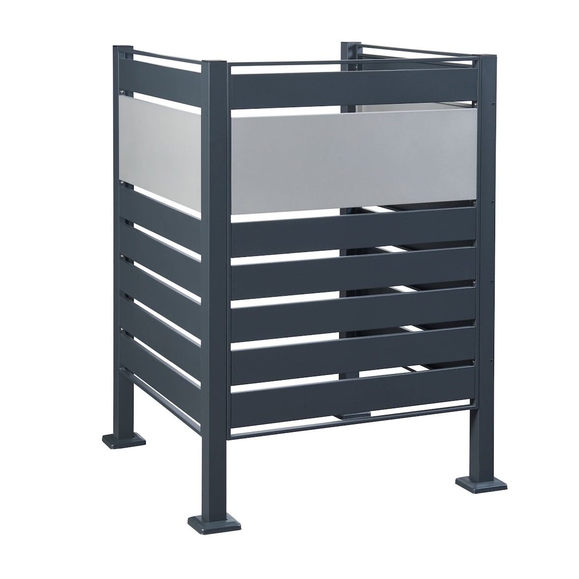 Helloshop26 - Caixa de armazenamento em aço galvanizado 120 x 91 x 91 cm prata antracite 03_0009095