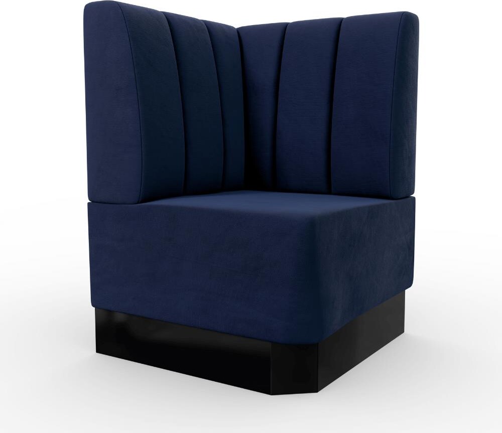 Gastro Eckbank Amsterdam | 64x64 cm | Samtstoff in Blau | Vertikal