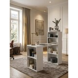 thumbnail of Schreibtisch WL5.692 mit Regal 120 x 120 x 53 cm Weiß Matt Holz Modern, Schreibtischregal Ablagefächer PC Tisch, Computertisch mit Ablage, Weißer