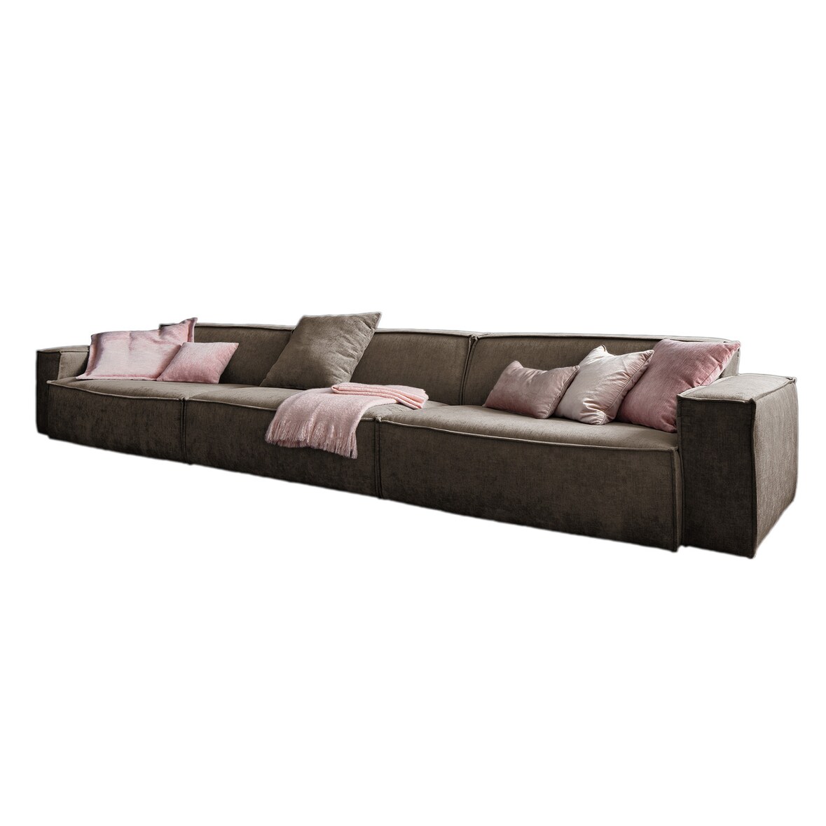 KAWOLA Sofa SAMU Riesensofa Stoff dunkelbraun