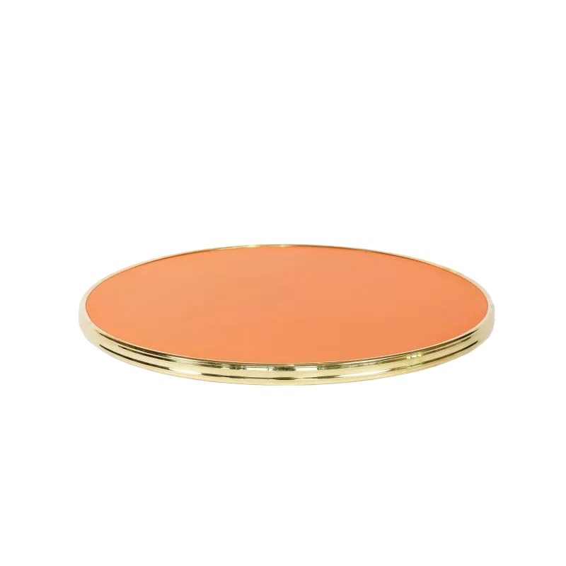 Plateau de table rond MARCEAU - Orange - Cercle laiton