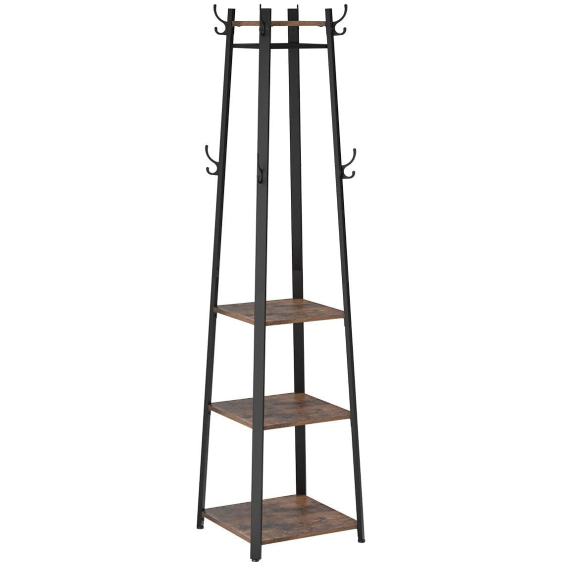 Helloshop26 - Appendiabiti con tre ripiani 43 x 43 x 180 cm marrone 12_0003799