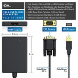thumbnail of CSL Audio- & Video-Adapter VGA, USB Typ A zu HDMI, VGA zu HDMI Adapter, Konverter Kabel 1920x1080 Full HD 1080p