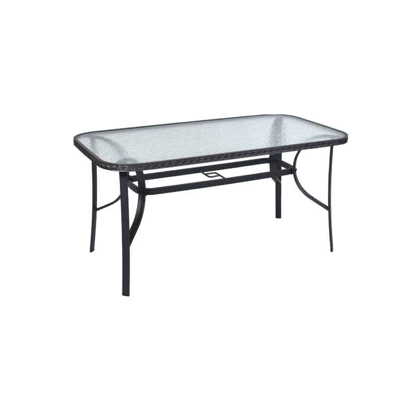 Merxx Roma Tisch, 150 x 80 cm, Aluminium/Kunststoffgeflecht/Glas, Graphit/Grau