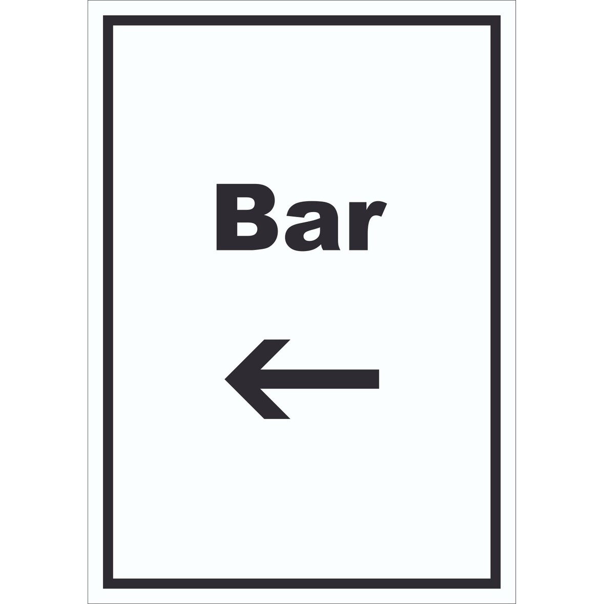 Bar Schild mit Text und Richtungspfeil links Pub Kneipe hochkant A0 Rückseite selbstklebend