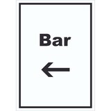 thumbnail of Bar Schild mit Text und Richtungspfeil links Pub Kneipe hochkant A0 Rückseite selbstklebend