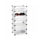 thumbnail of Relaxdays Schuhschrank Kunststoff, Schuhregal geschlossen, Regalsystem 6 Fächer, H x B x T 107 x 49 x 37 cm, transparent