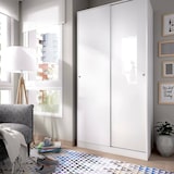 thumbnail of Dmora Kleiderschrank Kilimangiaro, Garderobe für Schlafzimmer, Kleiderschrank mit 2 Schiebetüren, 100x50h204 cm, Weiß