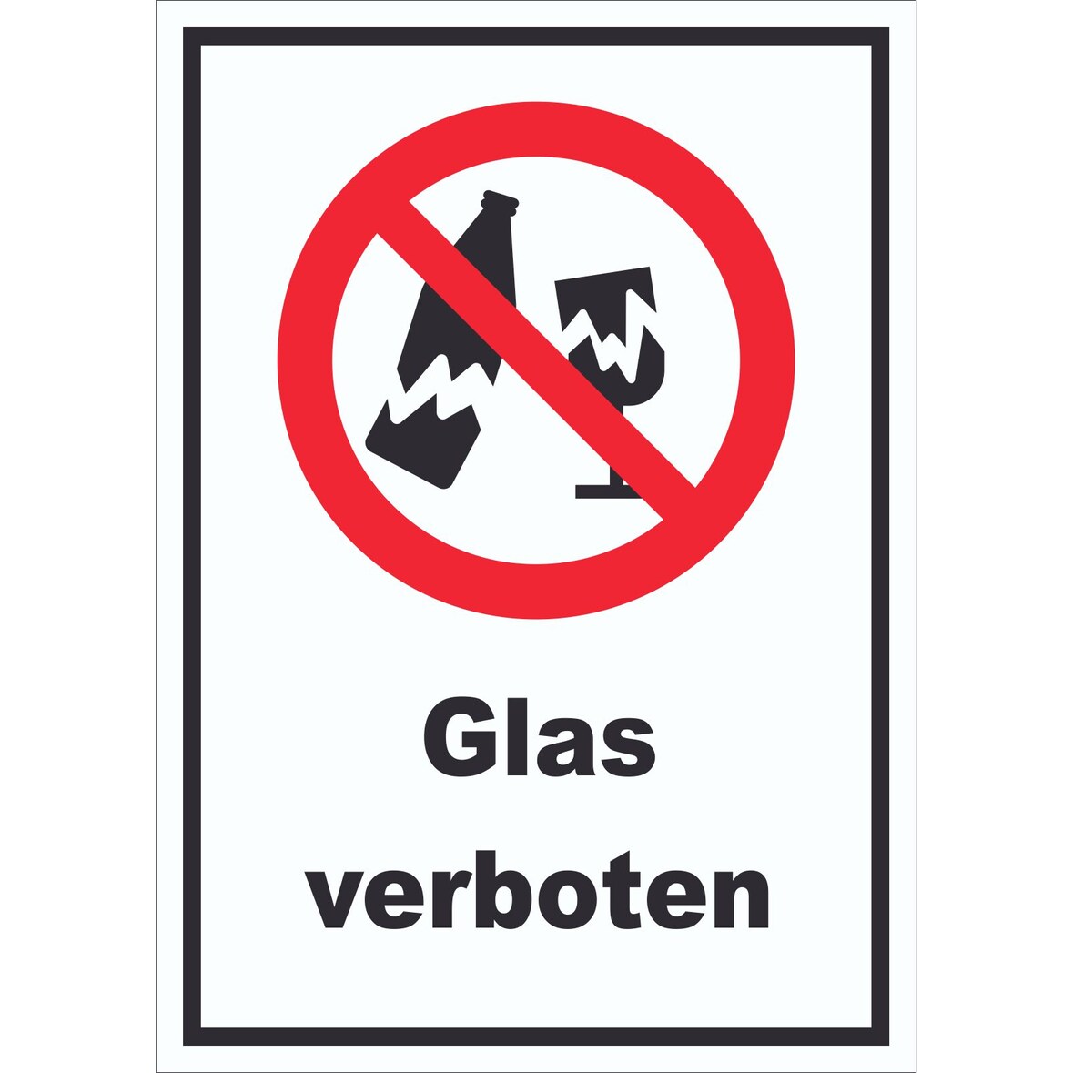 Schild Glas verboten A2 Rückseite selbstklebend