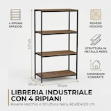 thumbnail of Libreria Industriale 4 Ripiani Scaffale Mobile Legno 60x30x120 cm