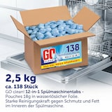 thumbnail of 2,5 kg ca. 138 Sück GO clean! 12-in-1 Spülmaschinentabs - Pouches 18g in wasserlöslicher Folie. Starke Reinigungskraft gegen Schmutz und Fett.