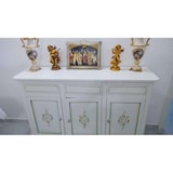 thumbnail of shopinnovativo -Credenza 3 ante 3 cassetti arte povera in legno massello e mdf con rifinitura in bianco filo verde con decori 158x47x103 H