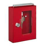 thumbnail of Relaxdays Notschlüsselkasten, mit Glasscheibe & Glasbruchhammer, abschließbar, Metall, Notfallschlüsselkasten klein, rot
