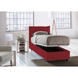 thumbnail of Dmora Dmosco Einzelbett, Bettkasten mit Stoffbezug, 100 % Made in Italy, Öffnung vorne, geeignet für Matratze 80x190 cm, Rot