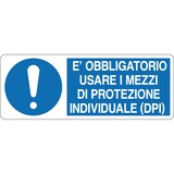 thumbnail of cartello alluminio 333x125 mm e' obbligatorio usare i mezzi di protezione individuale (dpi)