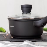 thumbnail of 3claveles - 16cm diameter, 1,3 liter gegoten aluminium steelpan met deksel, antiaanbaklaag