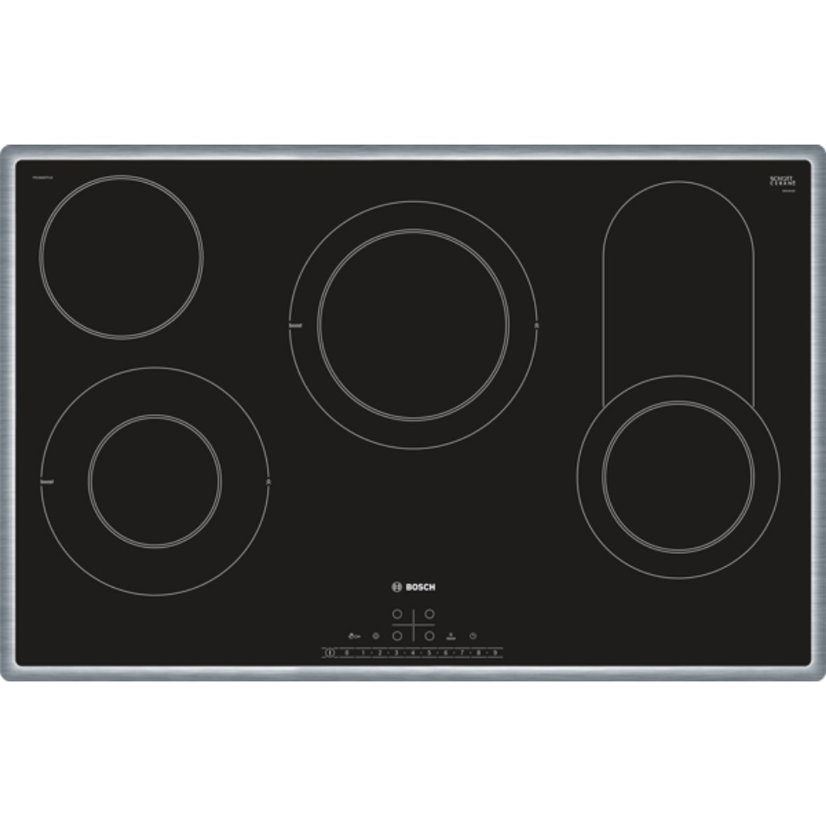 Bosch PKC845FP1D Serie | 6 Elektrokochfeld 80 cm, Schwarz, aufliegender Rahmen