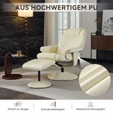 thumbnail of Massagesessel 79.5x75x107 cm mit Liegefunktion, Heizung & Hocker, Relax-Fernsehsessel aus PU-Stoff, 360° Drehung, Beige