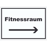 thumbnail of Fitnessraum Aufkleber mit Text und Richtungspfeil rechts Sport Fit waagerecht A4 (210x297mm)