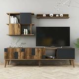 thumbnail of Dmora Fernsehschrank Docchiut, Ständer für Wohnzimmerfernseher, Niedriges Wohnzimmer-Sideboard, TV-Ständerbasis, 180x34h49 cm, Walnuss und Anthrazit
