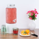 thumbnail of Relaxdays Getränkespender, Limobehälter 5L, Rauten-Design, Zapfhahn und Deckel, Wasserspender, aus Glas, transparent