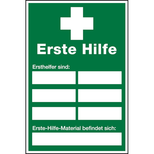 Aushang, Erste Hilfe - Ersthelfer - 200x300x1.5 mm Kunststoff
