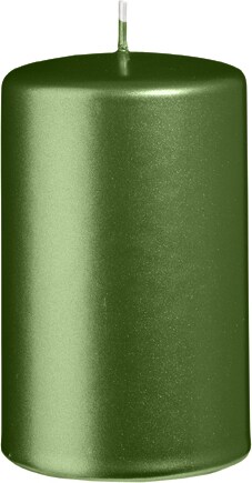 Stumpenkerzen Metallic Matt Dunkelgrün 100 x Ø 60 mm, 12 Stück