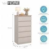 thumbnail of WellHome - Cassettiera da Camera con 5 Cassetti in colore Beige-grigiastro e Rovere 41 x 50 x 112 cm - Sil Cashmere