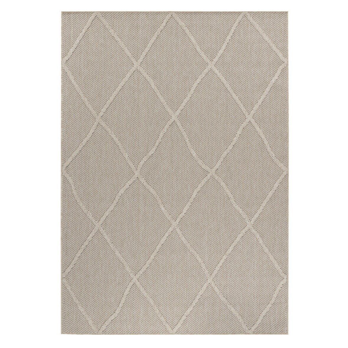 Teppich Outdoor Boho Wetterfest Waschbar Strapazierfähig Balkon Terrasse Küche OEKO-TEX Beige 80x150 cm – CORTINA von Kadima Design