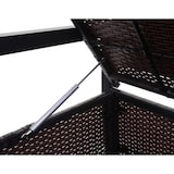 thumbnail of Poly-Rattan 3er Sitzbank HWC-F39, Gartenbank Truhenbank, Staufach Aufbewahrung Sitzkissen ~ braun, Kissen schwarz