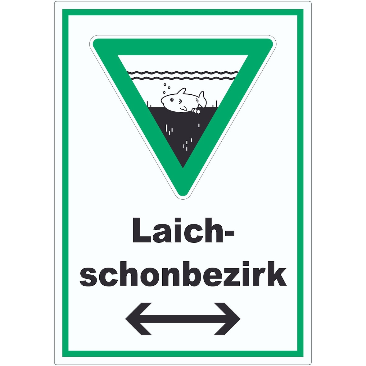 Laichschonbezirk Richtungspfeil links und rechts Aufkleber A1 (594x841mm)