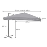 thumbnail of Gastronomie-Ampelschirm HWC-A96, 3,5x3,5m (Ø4,95m) Polyester/Alu 25kg ~ Flap, anthrazit mit Ständer, drehbar